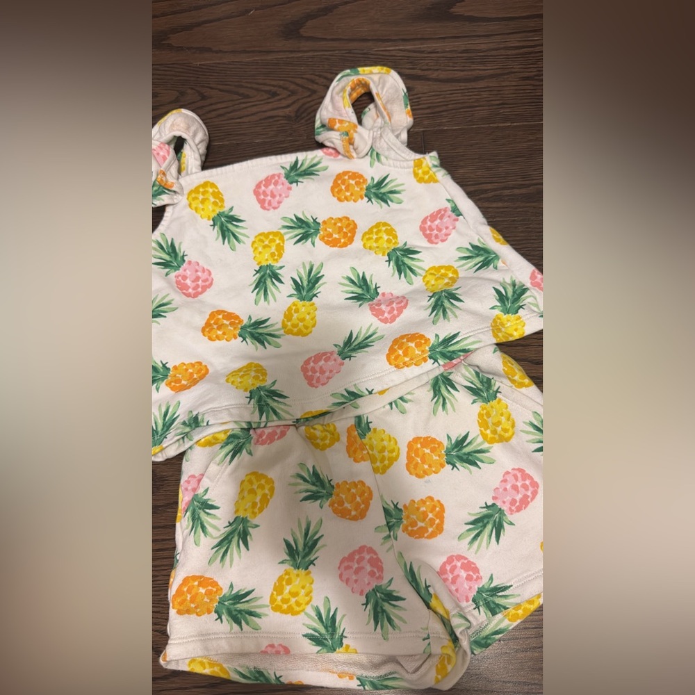 Janie and Jack Pineapple Print Kids Matching Set - White, Yellow, Pink, Green